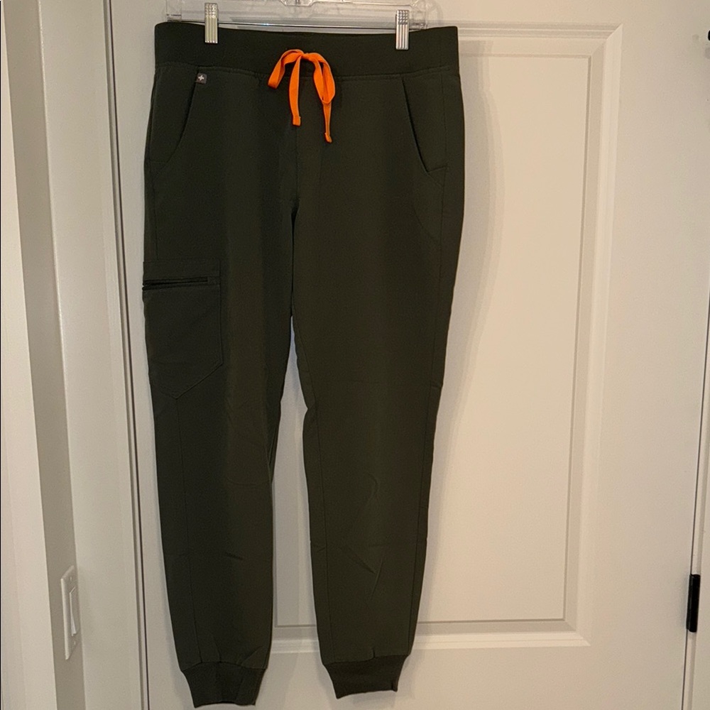 Figs Olive/Neon Orange Drawstring Zamora Jogger Pants